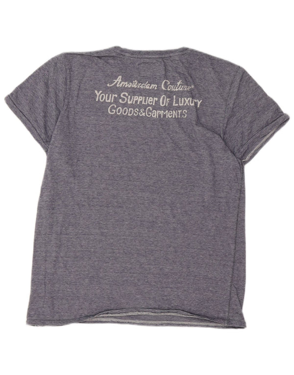 T-shirt grafica da donna Scotch & Soda Top in cotone gessato medio blu navy
