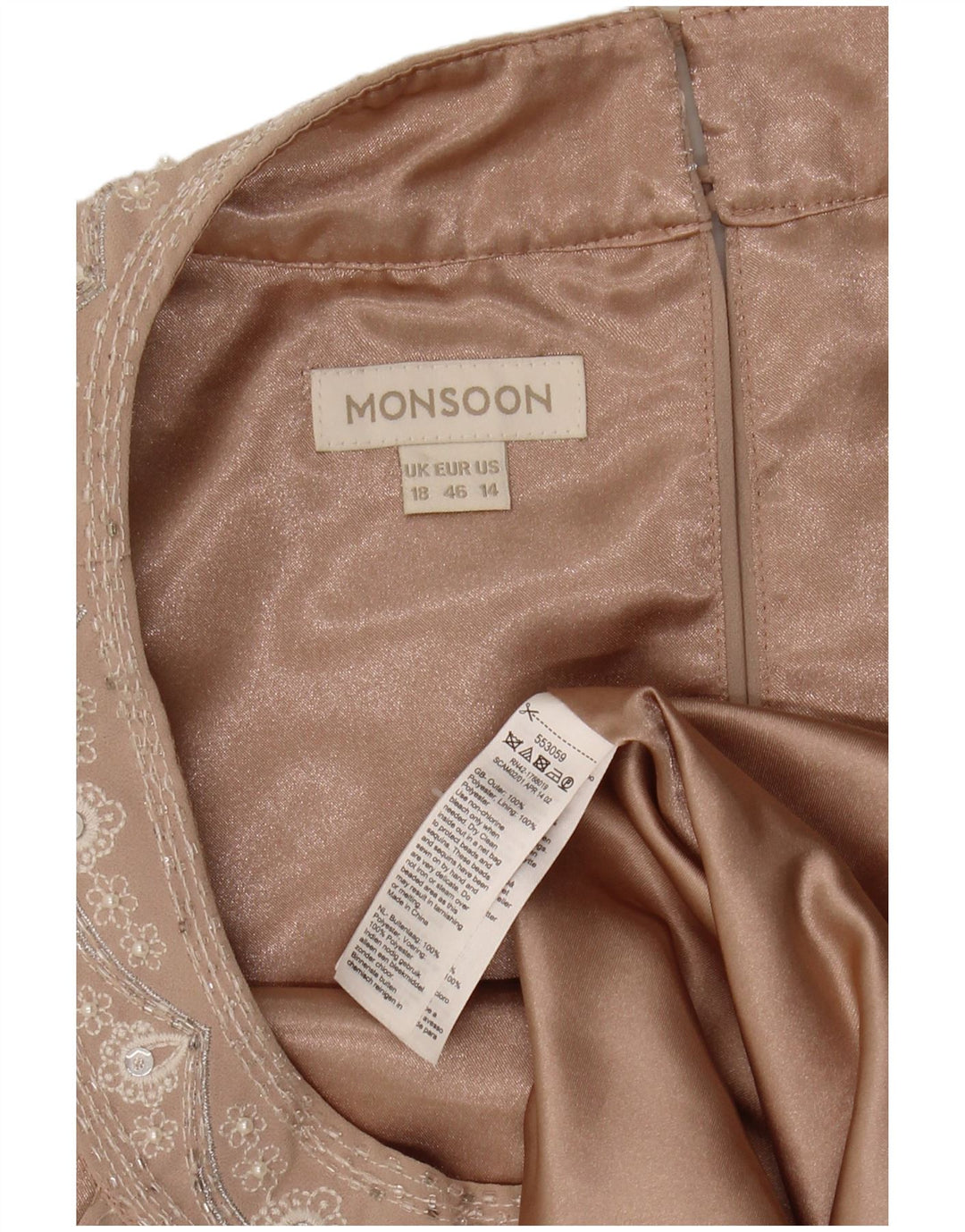 MONSOON Womens Halter Dress UK 18 XL Pink Polyester