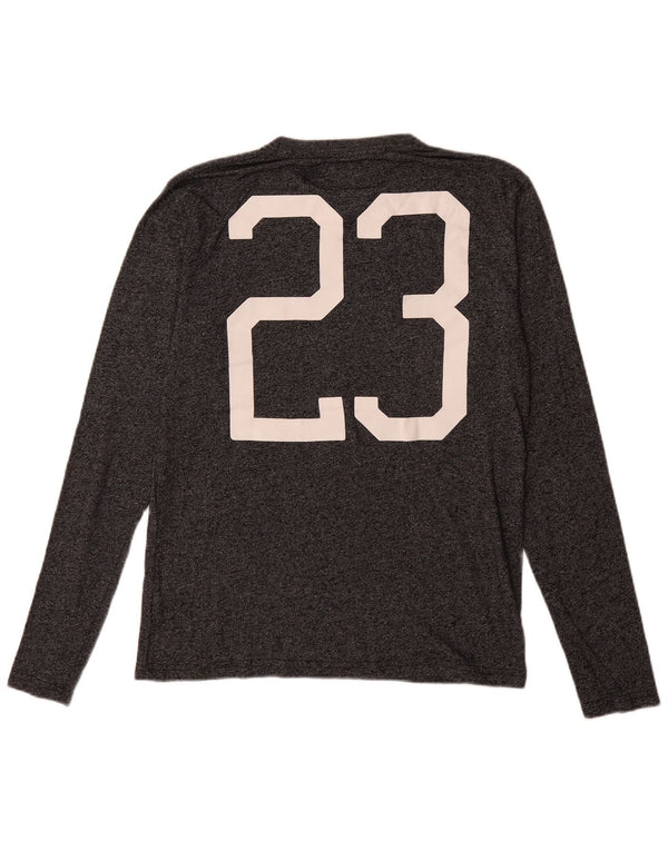 Top grafico da uomo Superdry a maniche lunghe in cotone grigio medio