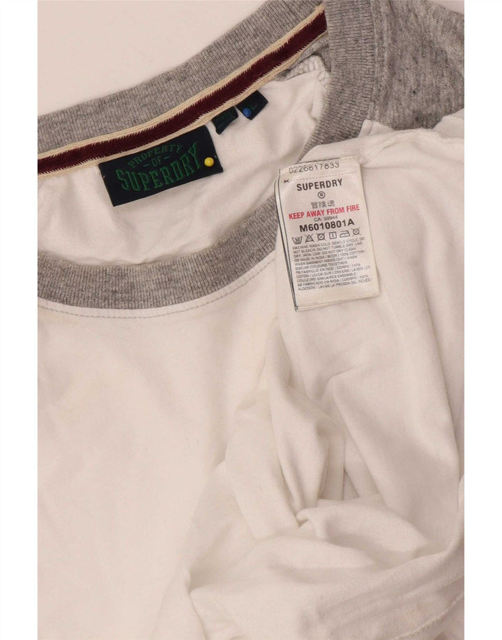 Top da uomo Superdry a maniche lunghe in cotone color block bianco grande