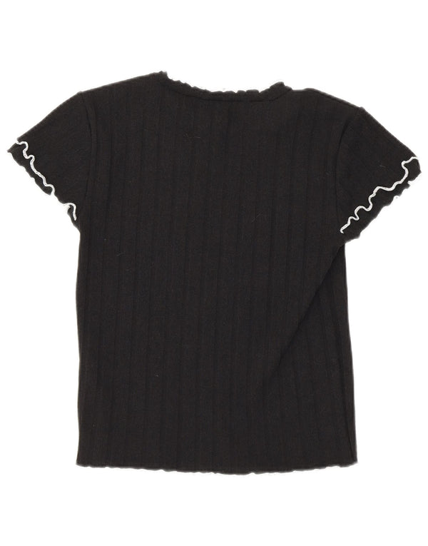T-shirt corta da donna Zara UK 12 poliestere nero medio