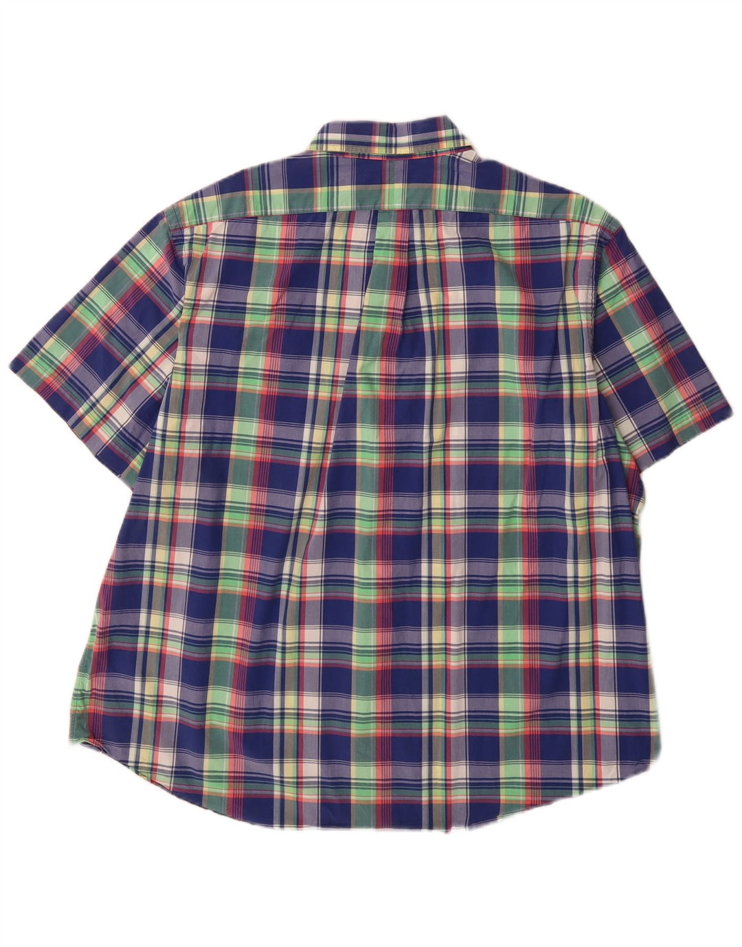 Camicia a maniche corte da uomo Ralph Lauren 2XL in cotone a quadri blu