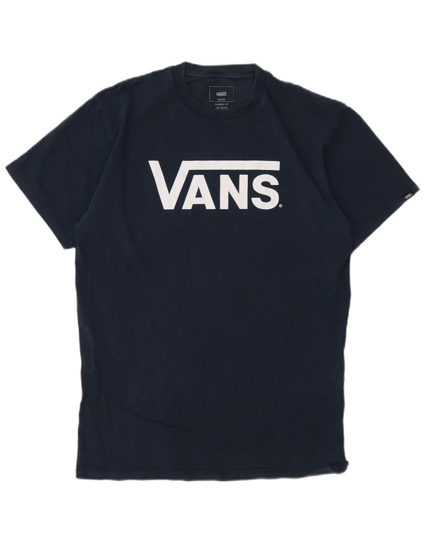 T-shirt grafica da uomo con vestibilità classica VANS, maglietta media in cotone blu navy