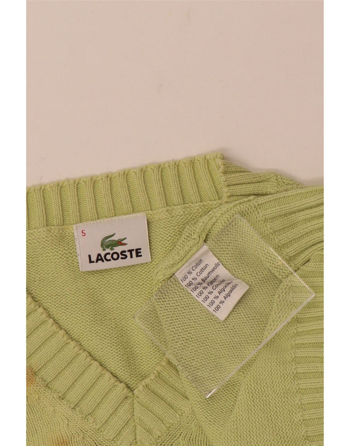 LACOSTE Maglione da uomo con scollo a V taglia 5 grande cotone verde