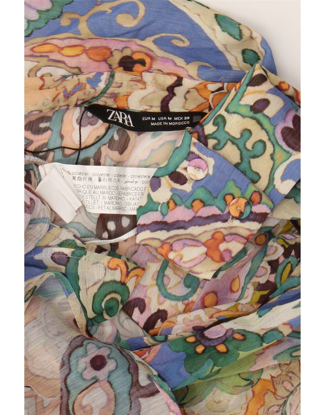 Camicetta oversize da donna Zara UK 14 Paisley medio multicolore