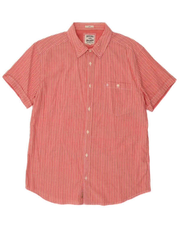 Camicia slim fit a maniche corte da uomo Wrangler 2XL cotone a righe rosa