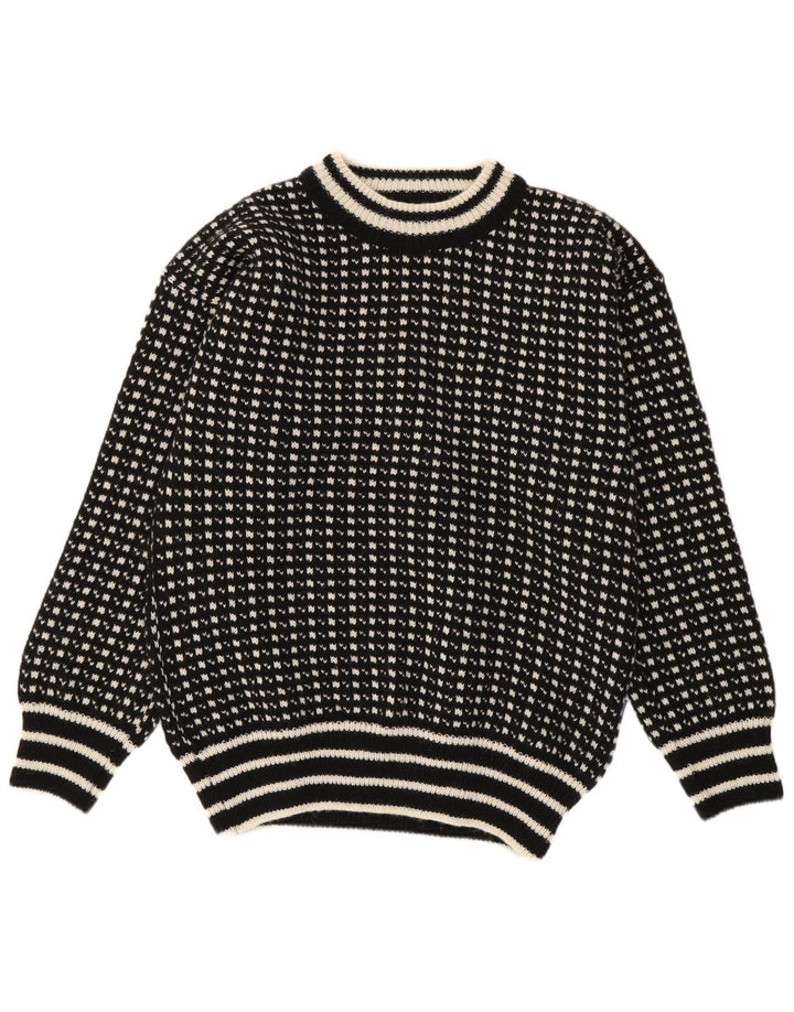 Maglione da uomo con scollo a barca Bratens, lana geometrica nera media