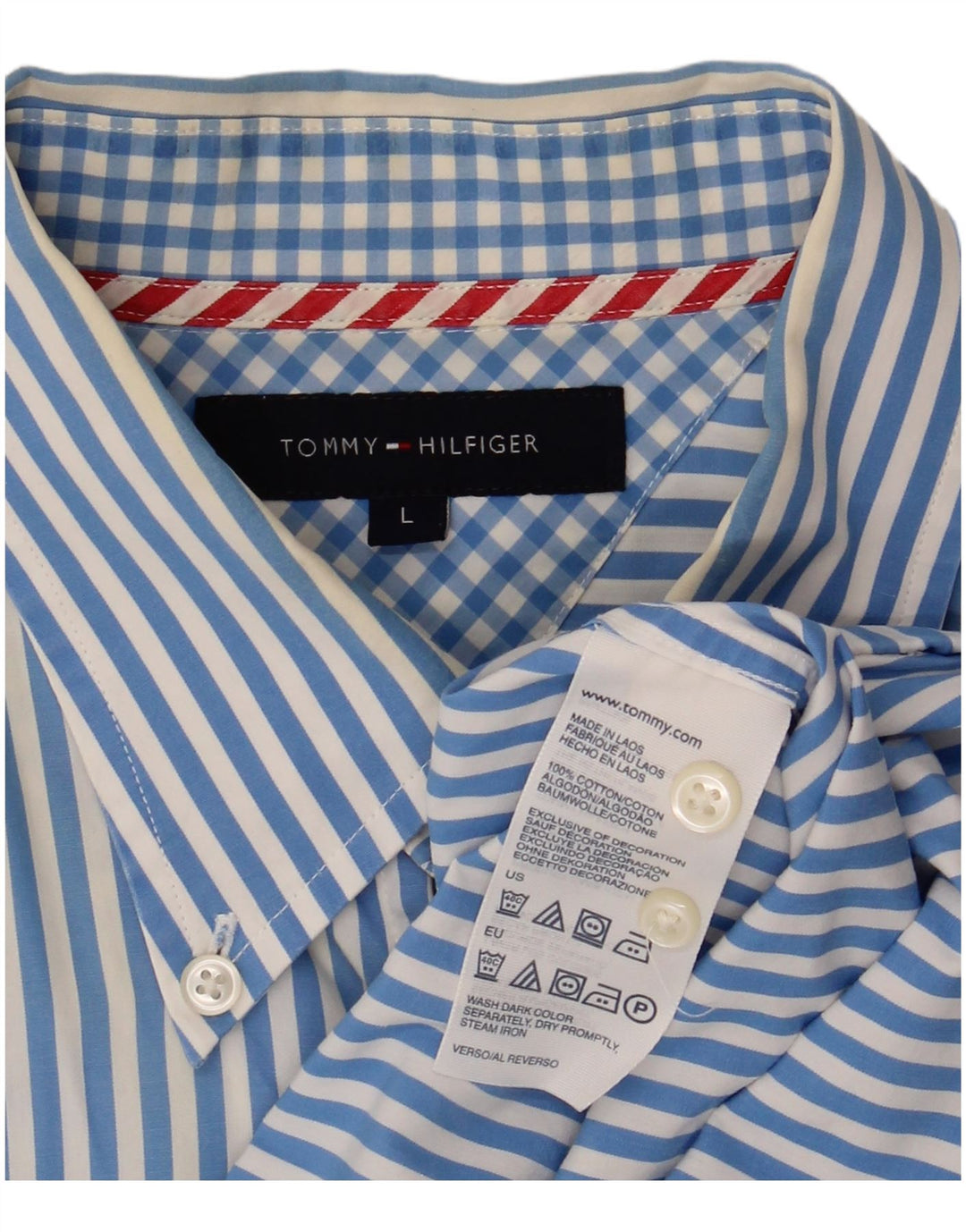 TOMMY HILFIGER Camicia da uomo in cotone a righe grandi blu