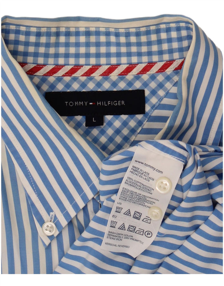 TOMMY HILFIGER Camicia da uomo in cotone a righe grandi blu