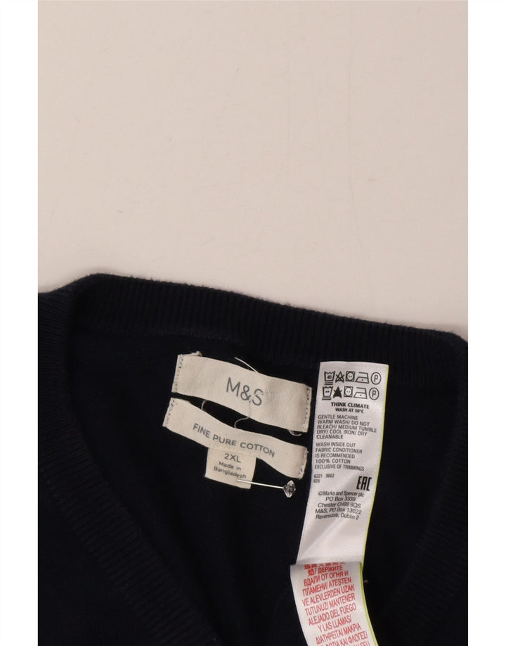 Maglione maglione con scollo a V da uomo Marks & Spencer 2XL cotone blu navy