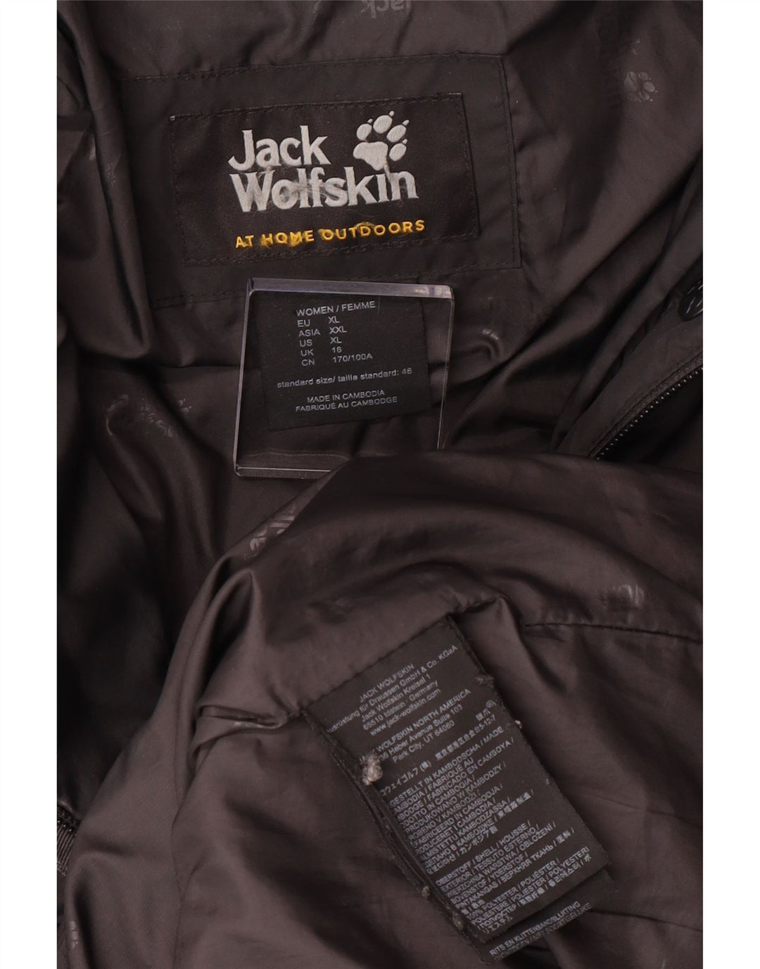 Cappotto imbottito con cappuccio da donna Jack Wolfskin UK 18 XL poliestere grigio