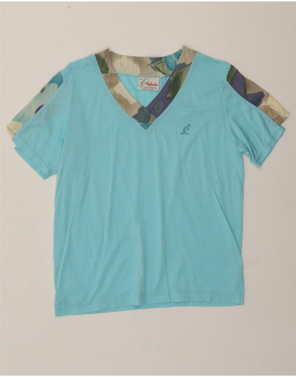 AUSTRALIAN L'ALPINA T-shirt da donna Top IT 40 Small Blu Colourblock in cotone