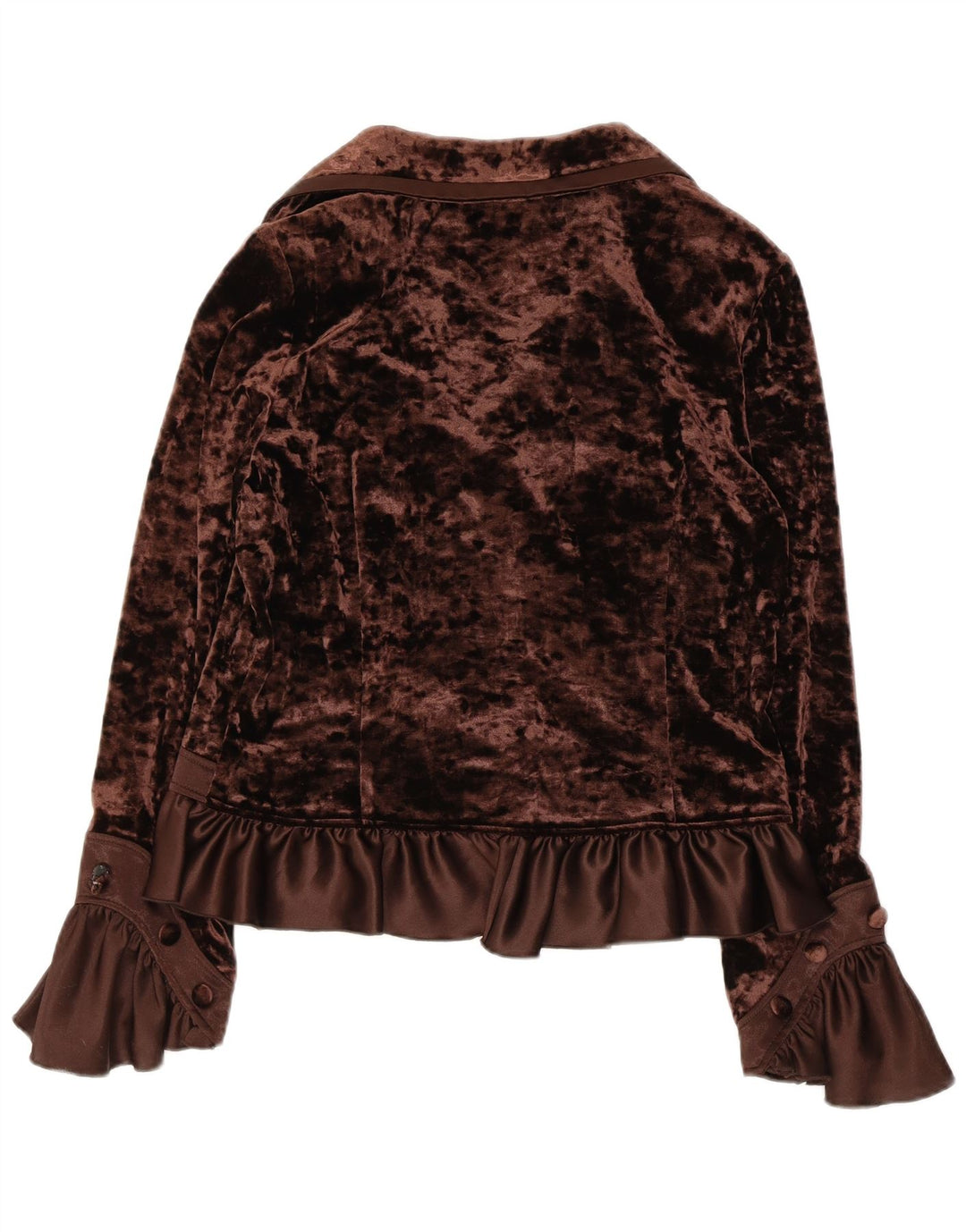 JOSEPH RIBKOFF Camicetta camicia in velluto da donna UK 16 Large Marrone Poliestere