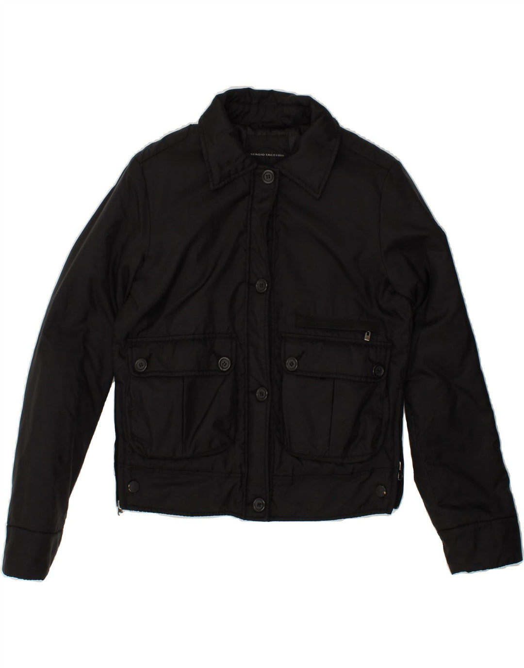 SERGIO TACCHINI Womens Bomber Jacket IT 42 Medium Black Polyester Vintage Sergio Tacchini and Second-Hand Sergio Tacchini from Messina Hembry 