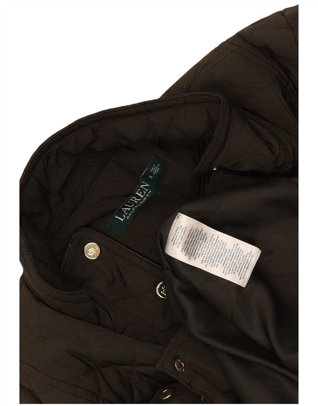 Giacca trapuntata da donna Ralph Lauren UK 10 Small Khaki Polietilene