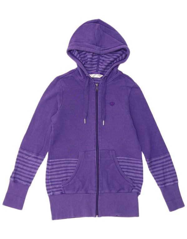 Maglione con cappuccio e zip da donna ADIDAS EU 38 cotone a righe viola medio