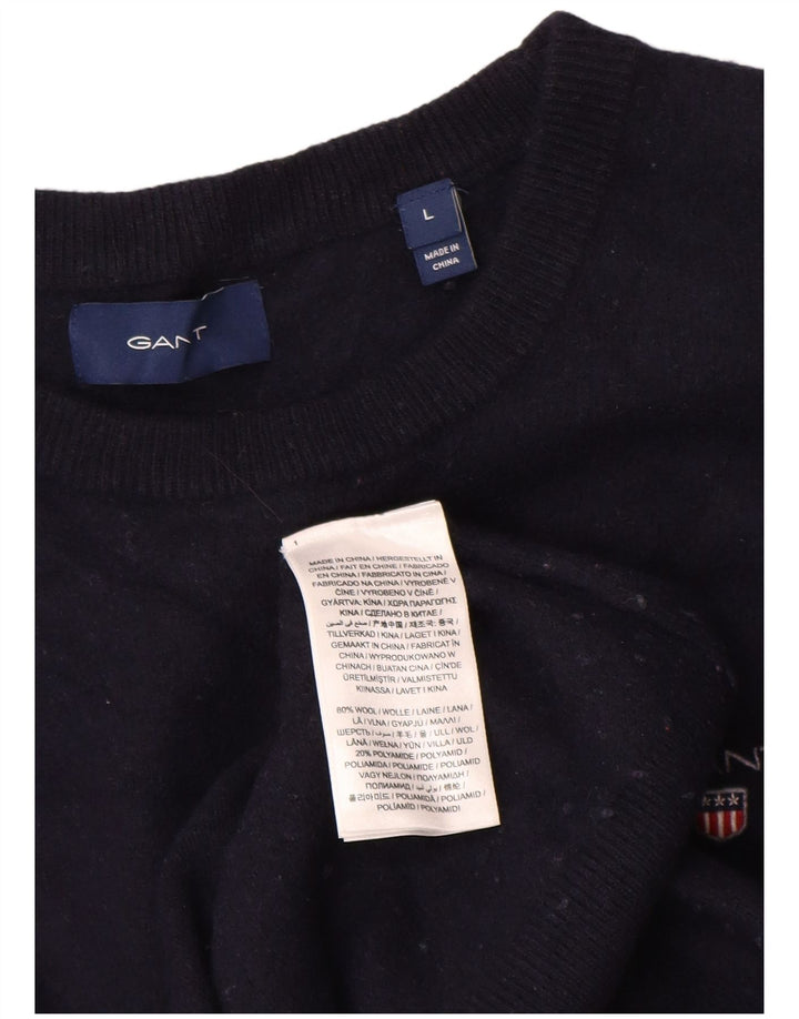 Maglione maglione girocollo da donna Gant UK 14 grande lana blu navy