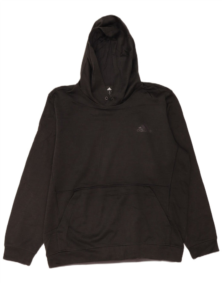 Felpa con cappuccio Adidas Climawarm da uomo grande in poliestere nero