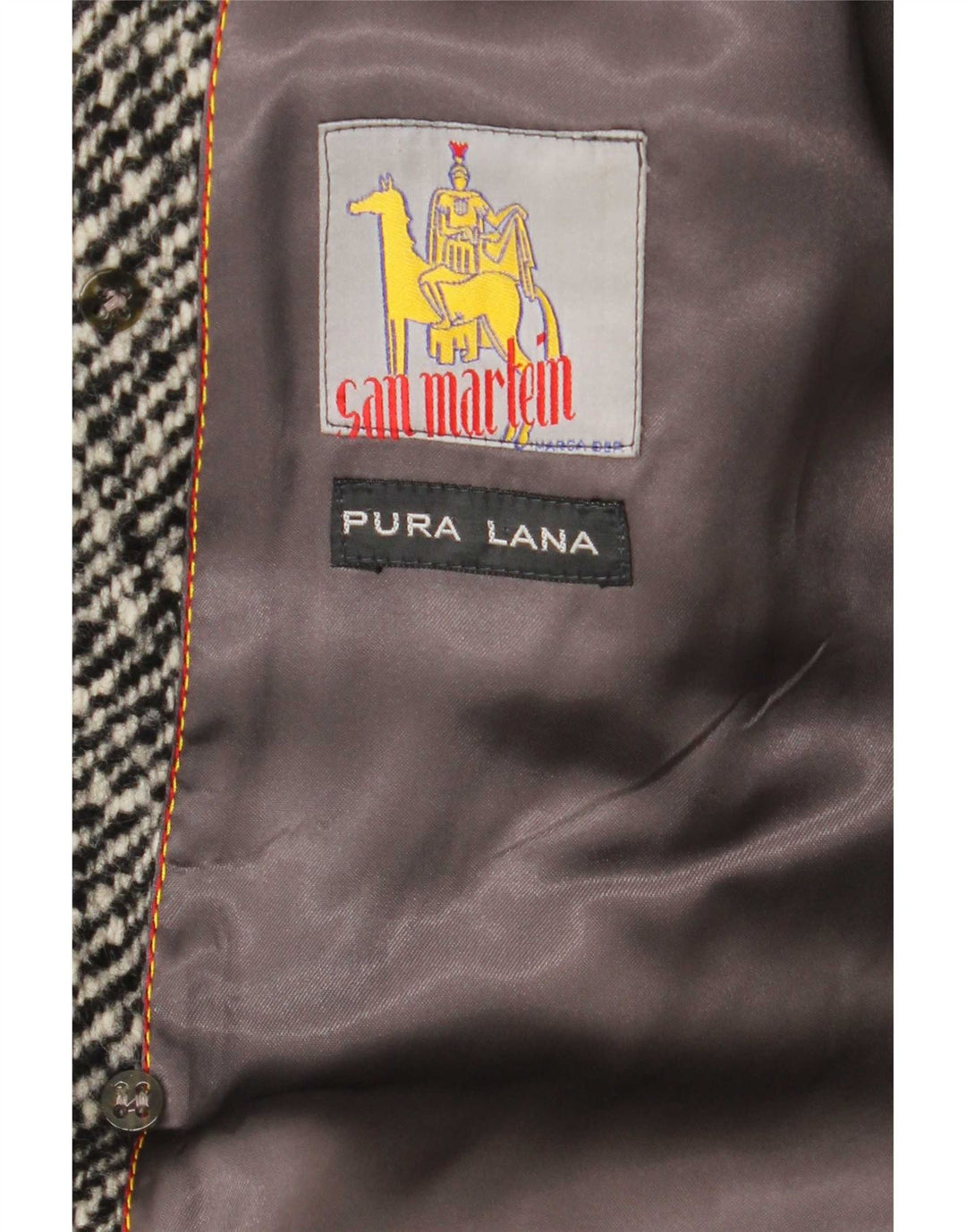 Cappotto doppiopetto vintage da uomo UK 38 Lana vergine a righe grigio medio