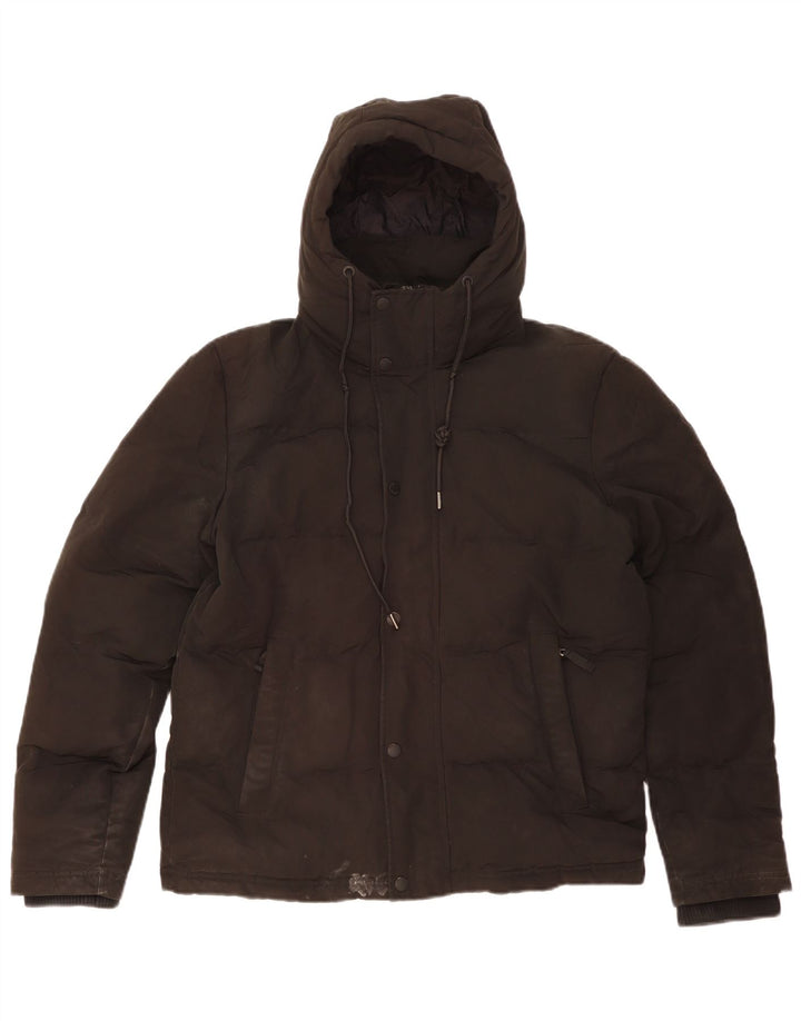 Giacca imbottita con cappuccio da uomo SUPERDRY UK 36 piccola poliestere nero