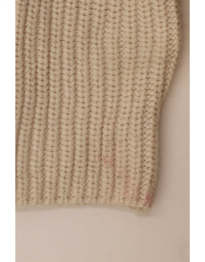 Maglione cardigan aperto a linea lunga da donna Zara UK 16 grande poliestere beige