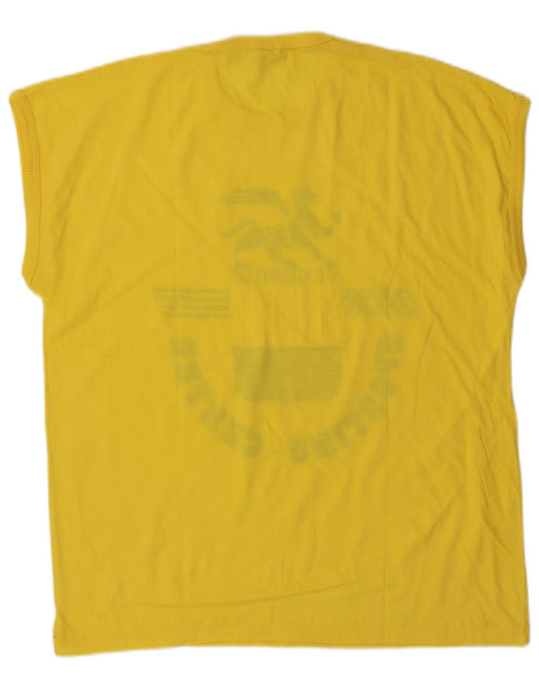 T-shirt grafica da uomo vintage top grande in cotone giallo