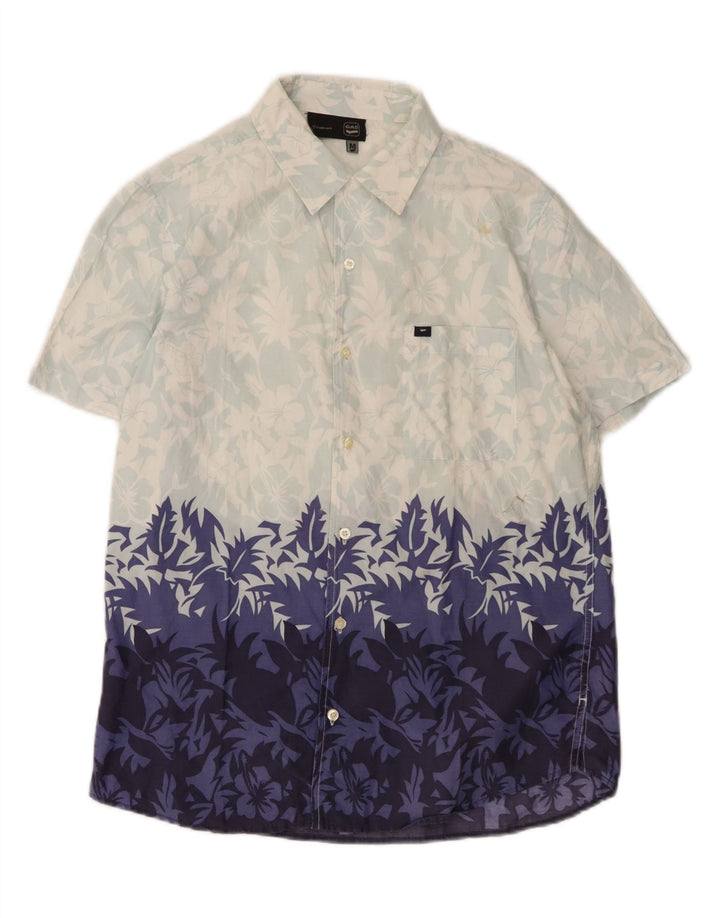 GAS Mens Short Sleeve Shirt Medium Blue Floral Cotton Vintage Gas and Second-Hand Gas from Messina Hembry 