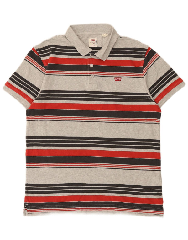 Polo Levi's Standard da uomo in cotone a righe grigio medio