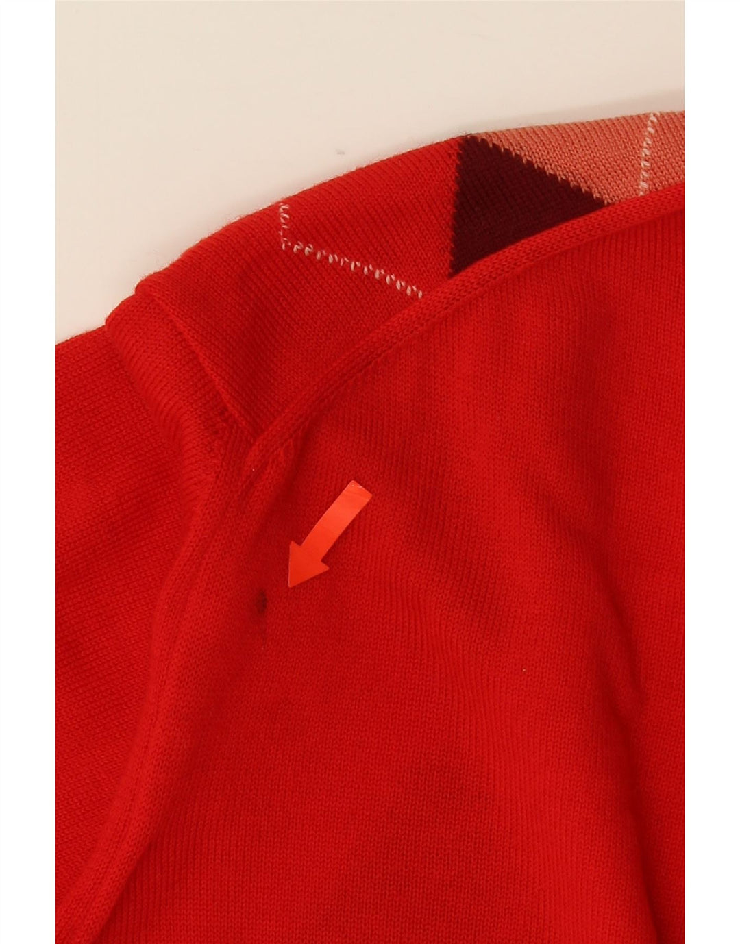 Maglione da uomo con scollo a V VINTAGE rosso medio a rombi/diamante