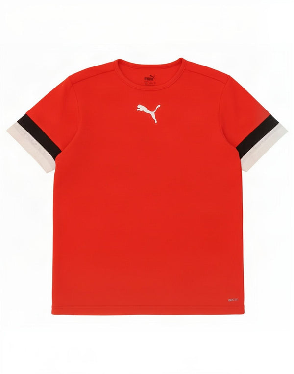 Puma Boys T-Shirt Top 13-14 Years Orange Colourblock Polyester