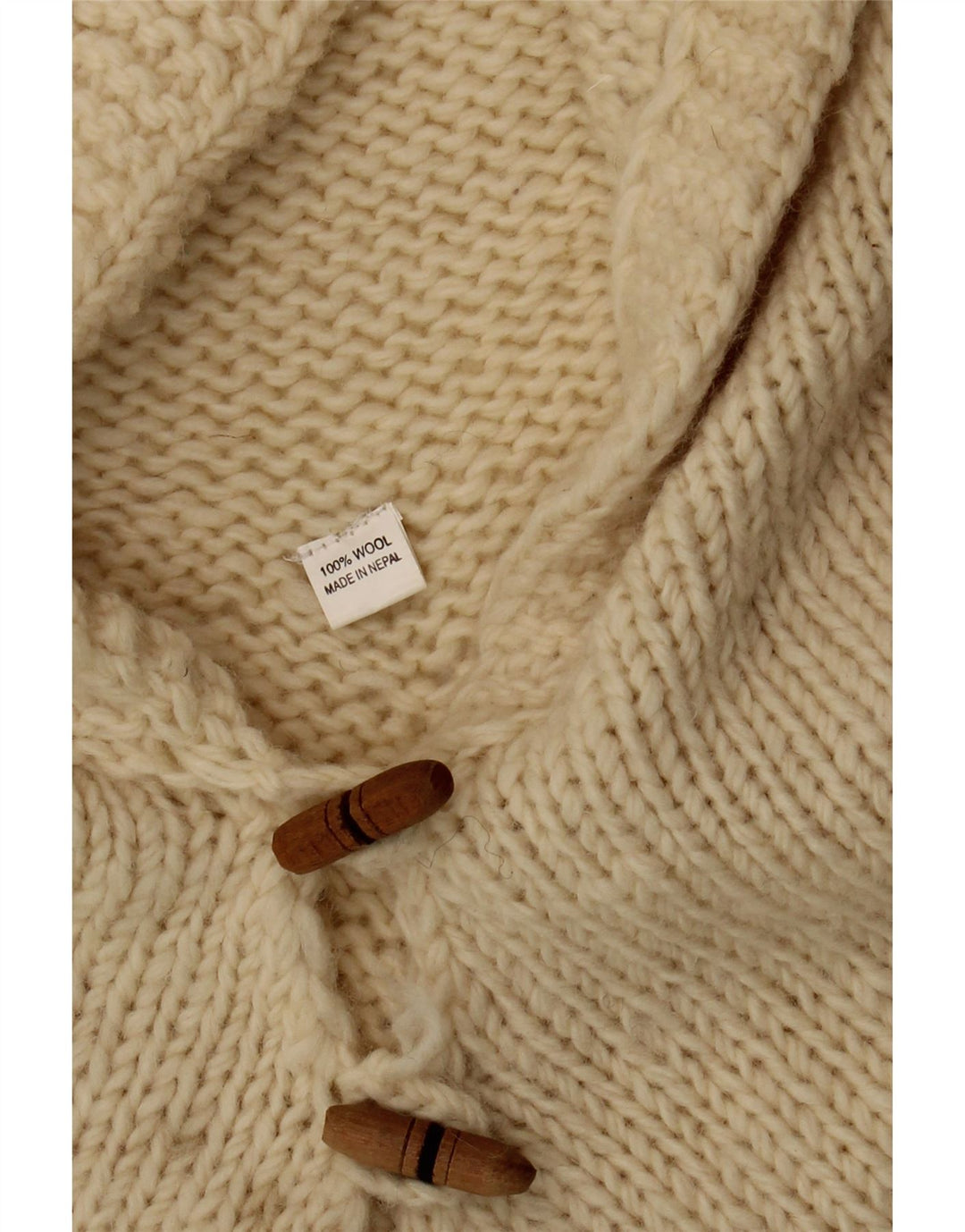 Maglione poncho con cappuccio da donna vintage, taglia unica, in lana bianca