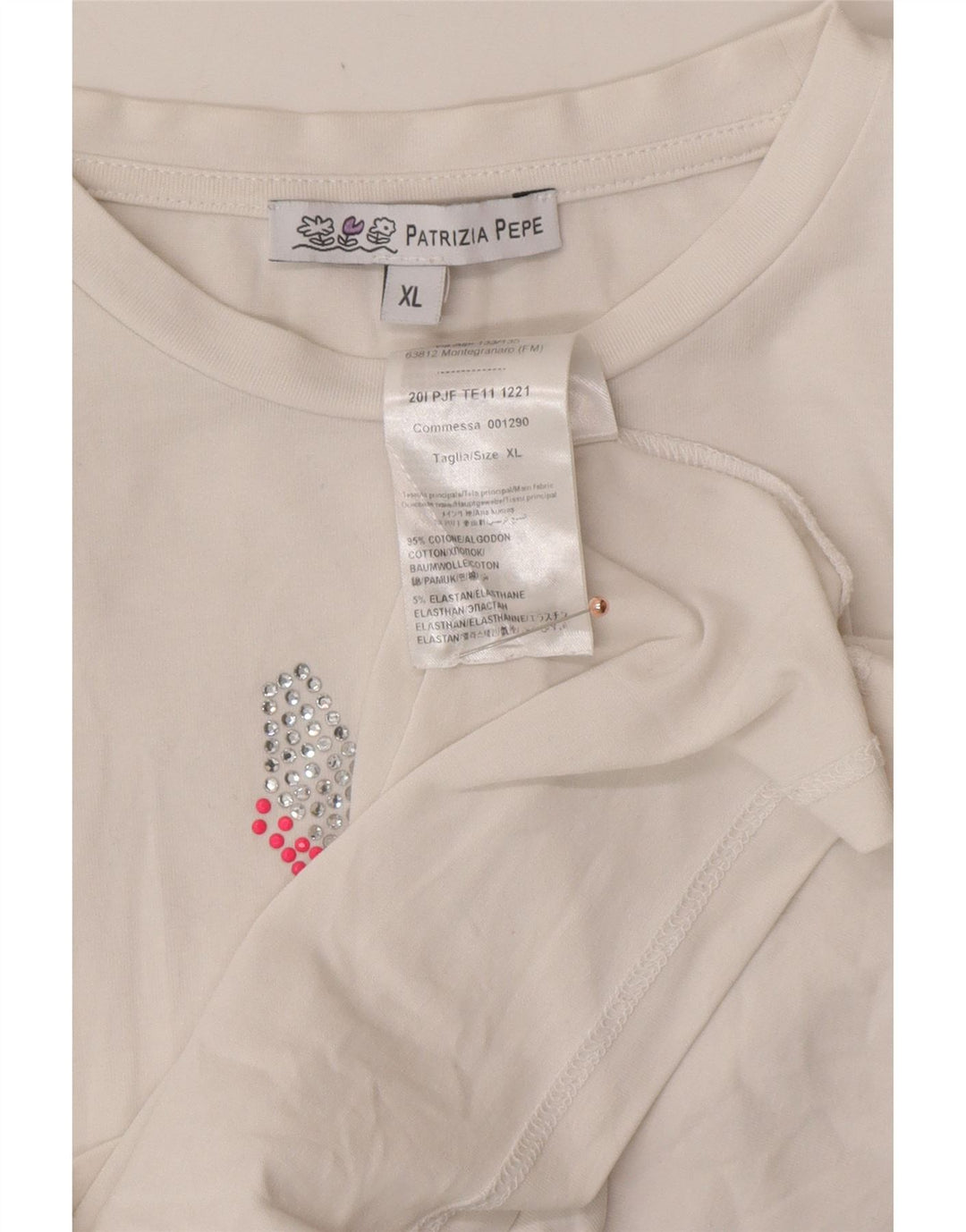 PATRIZIA PEPE Top grafico per bambina manica lunga 7-8 anni XL cotone bianco