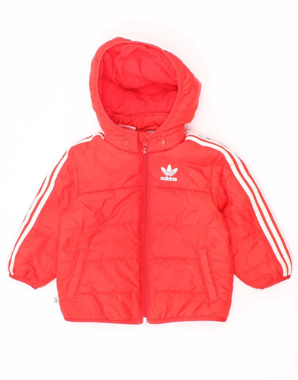 Giacca imbottita con cappuccio Adidas da bambino 9-12 mesi in poliestere rosso