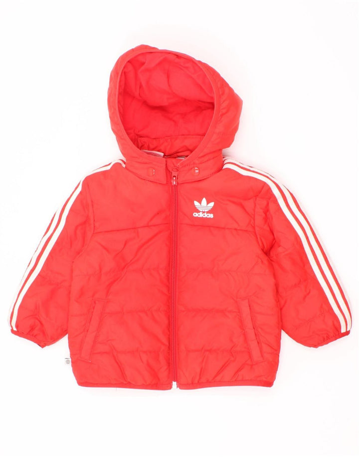 Giacca imbottita con cappuccio Adidas da bambino 9-12 mesi in poliestere rosso