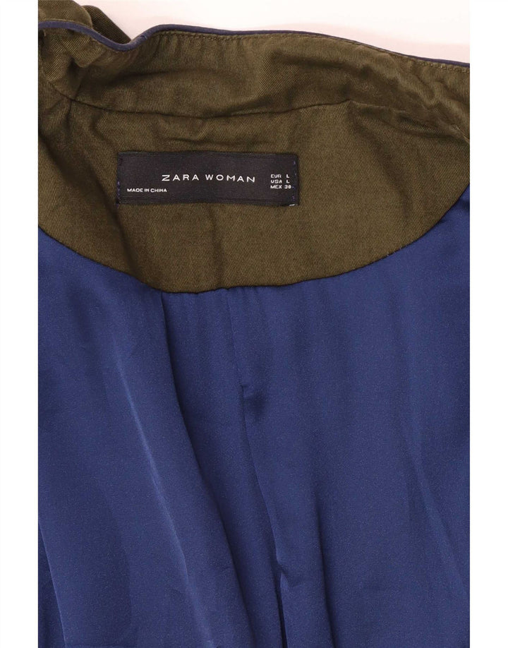 Giacca militare aperta da donna Zara UK 14 grande verde