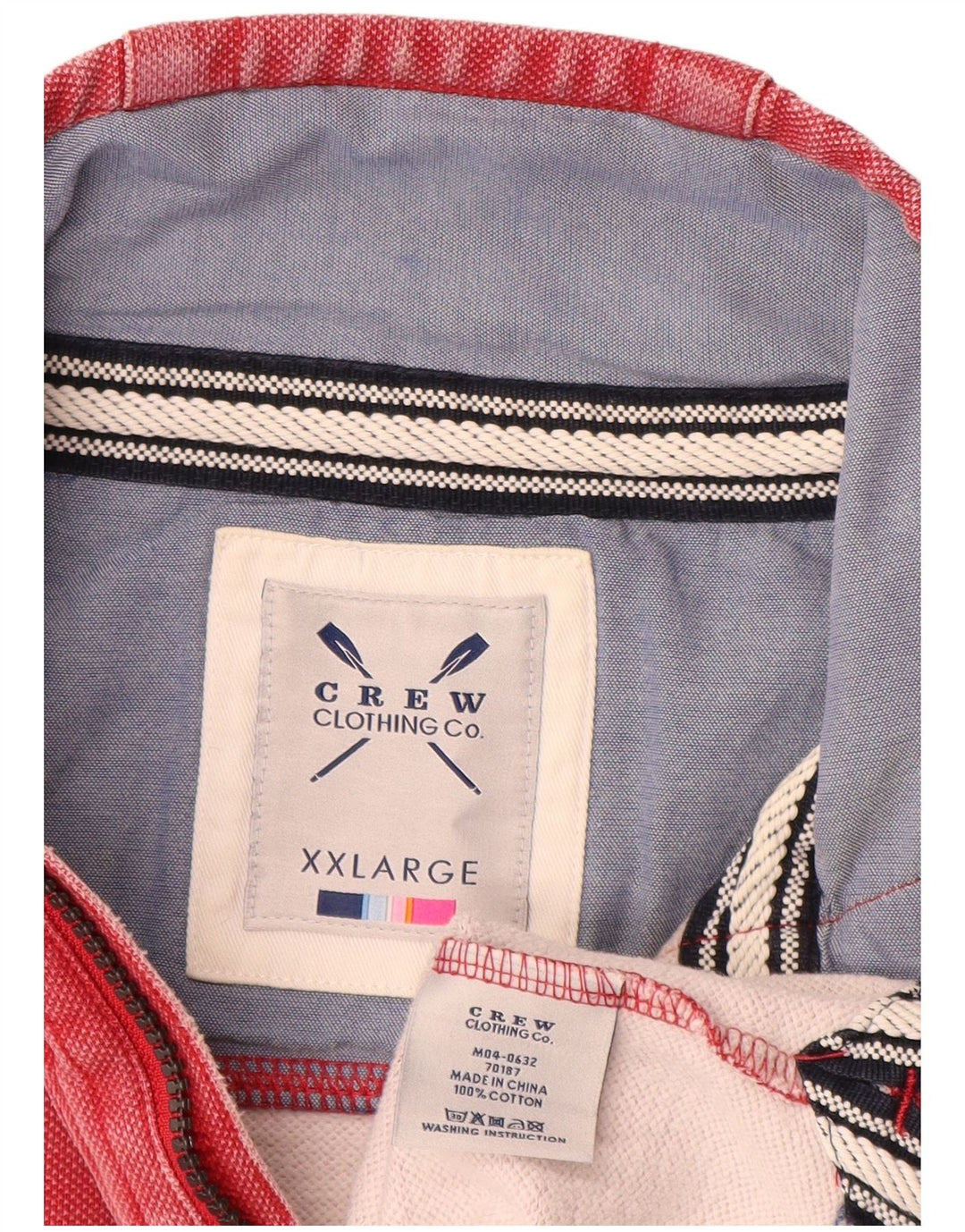 Crew Clothing Felpa con collo con zip da uomo Maglione 2XL Cotone rosso