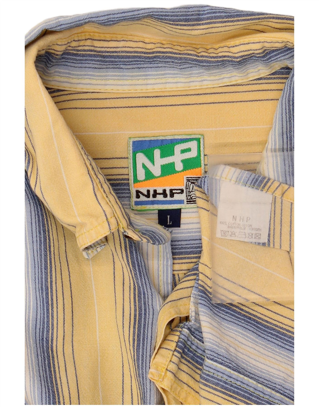 Camicia da uomo VINTAGE in cotone a righe grandi gialle