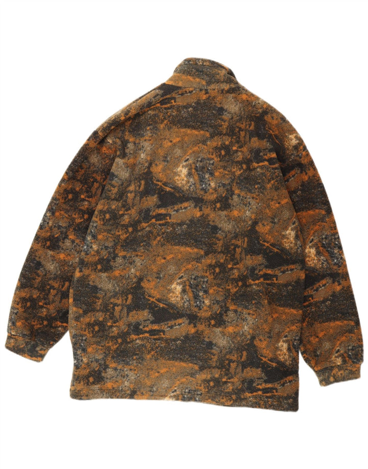 Giacca in pile vintage da uomo UK 40 Grande poliestere screziato multicolore