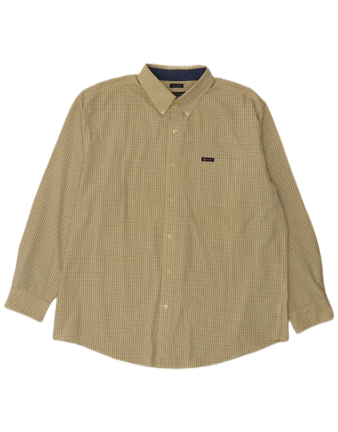 Camicia Chaps da uomo Easy Care XL in cotone a quadri gialli