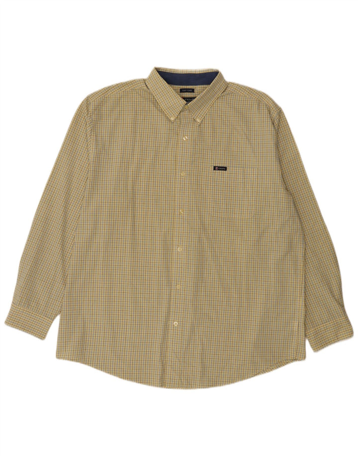 Camicia Chaps da uomo Easy Care XL in cotone a quadri gialli