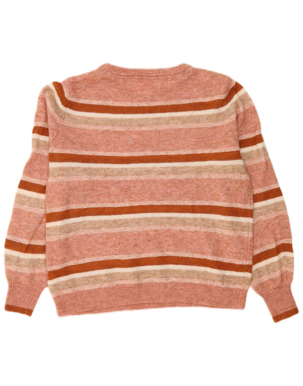 Maglione maglione con scollo a barca da donna Fat Face UK 12 a righe rosa medio