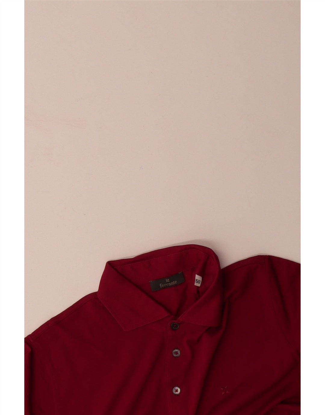 FERRANTE Mens Polo Shirt IT 50 Medium Pink Cotton