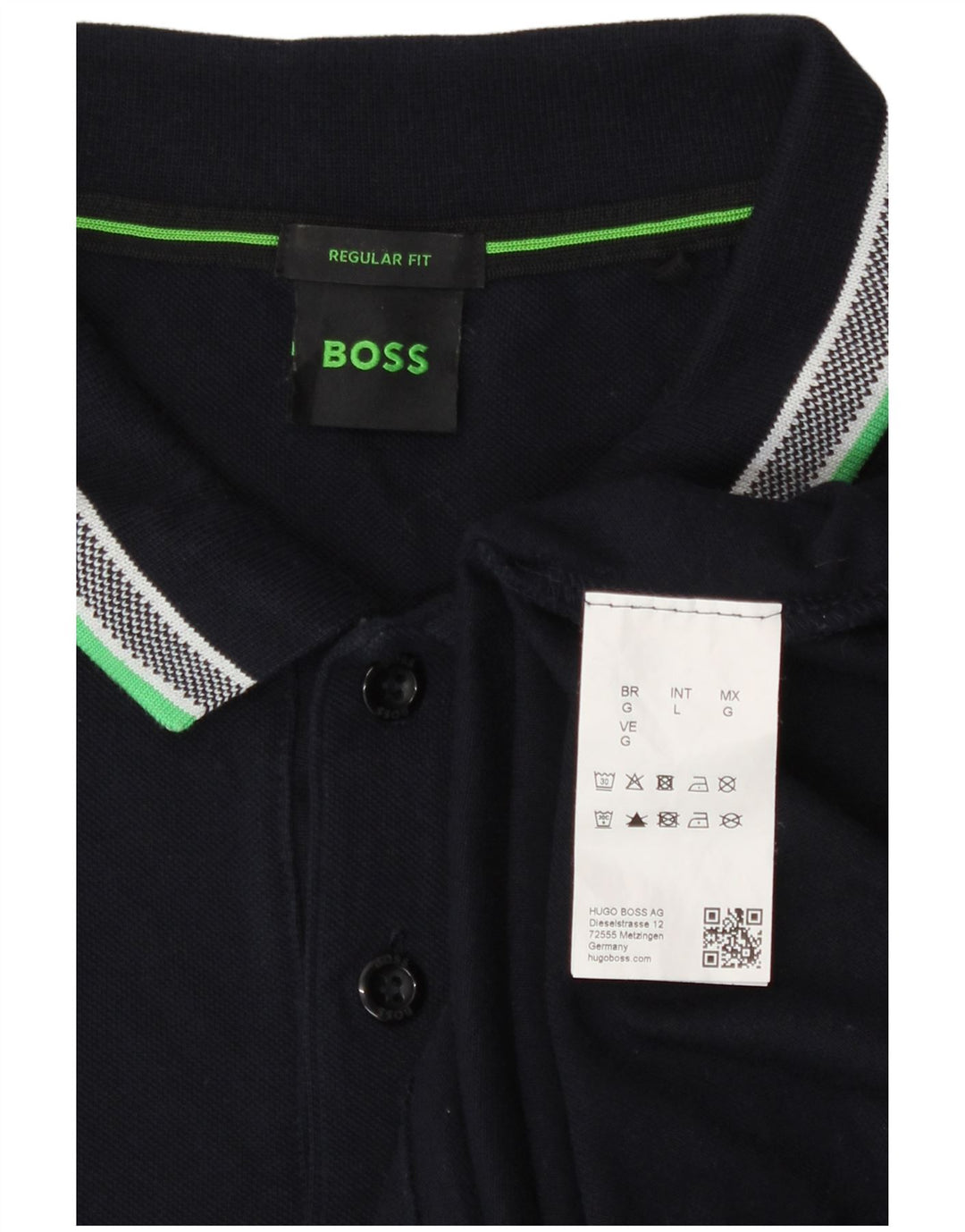 Polo Hugo Boss da uomo a maniche lunghe, vestibilità regolare, grande, in cotone blu navy