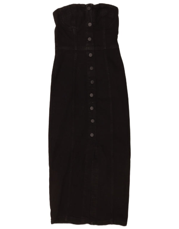 Zara Womens Denim Strapless Dress UK 4 XS Black Cotton