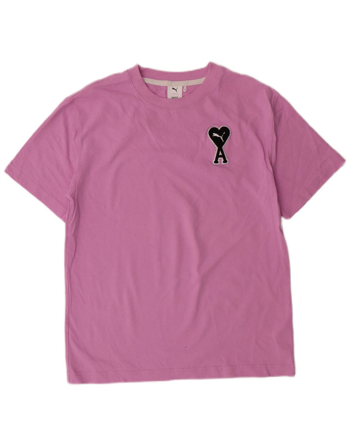 T-shirt grafica da uomo Puma Top Small in cotone rosa