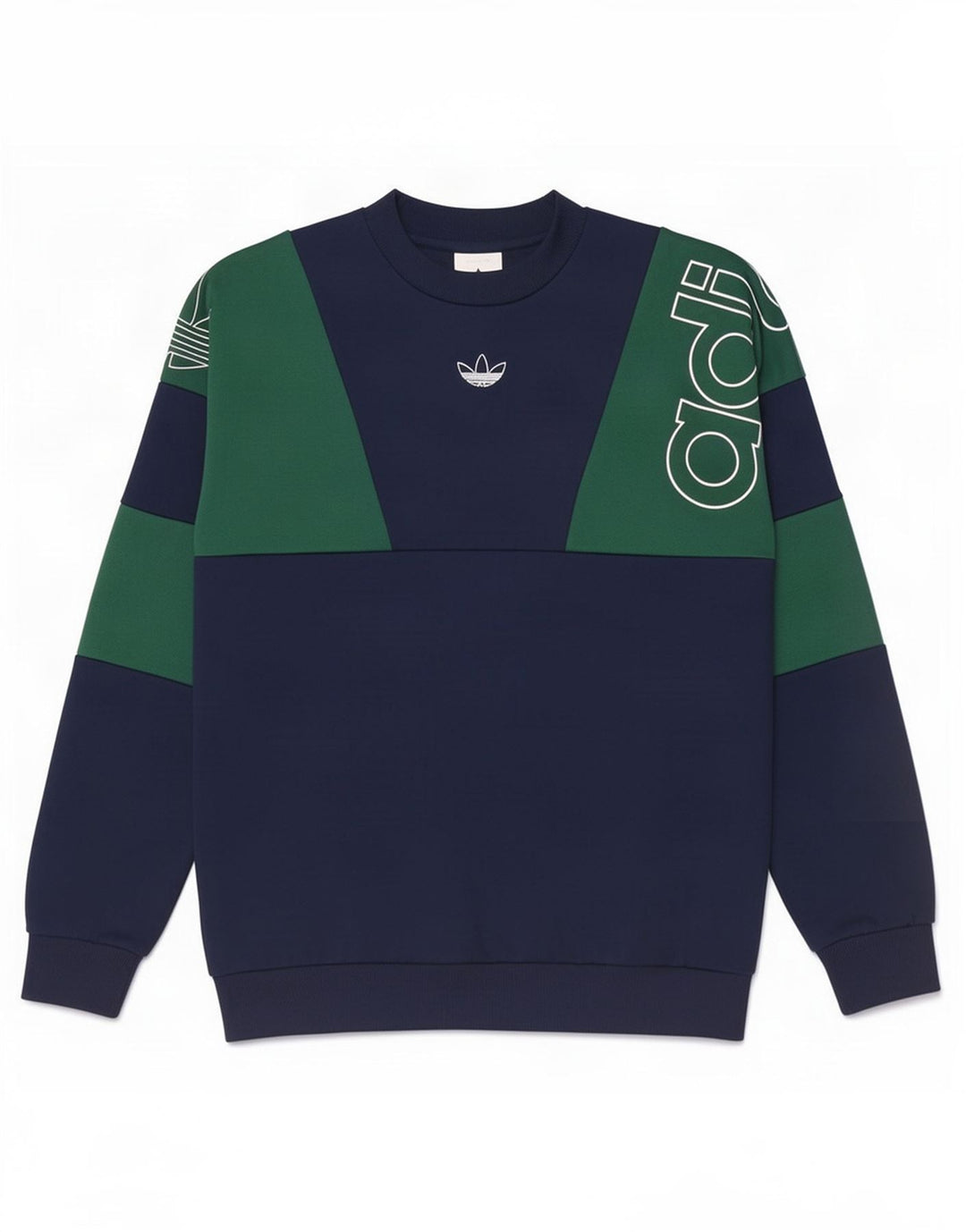 Felpa grafica da uomo Adidas, piccola, in poliestere color block blu navy
