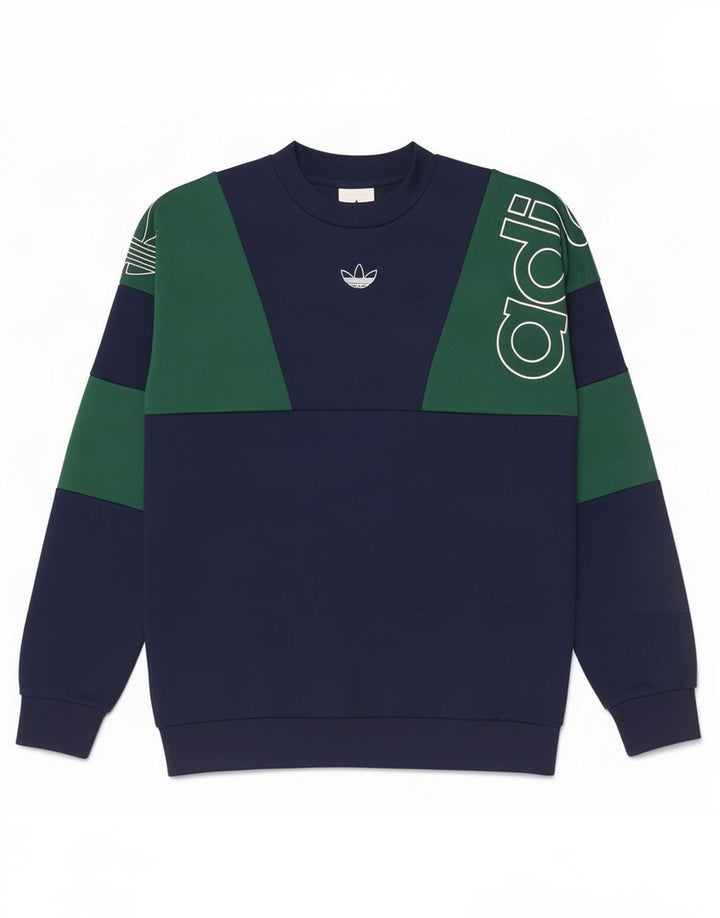 Felpa grafica da uomo Adidas, piccola, in poliestere color block blu navy