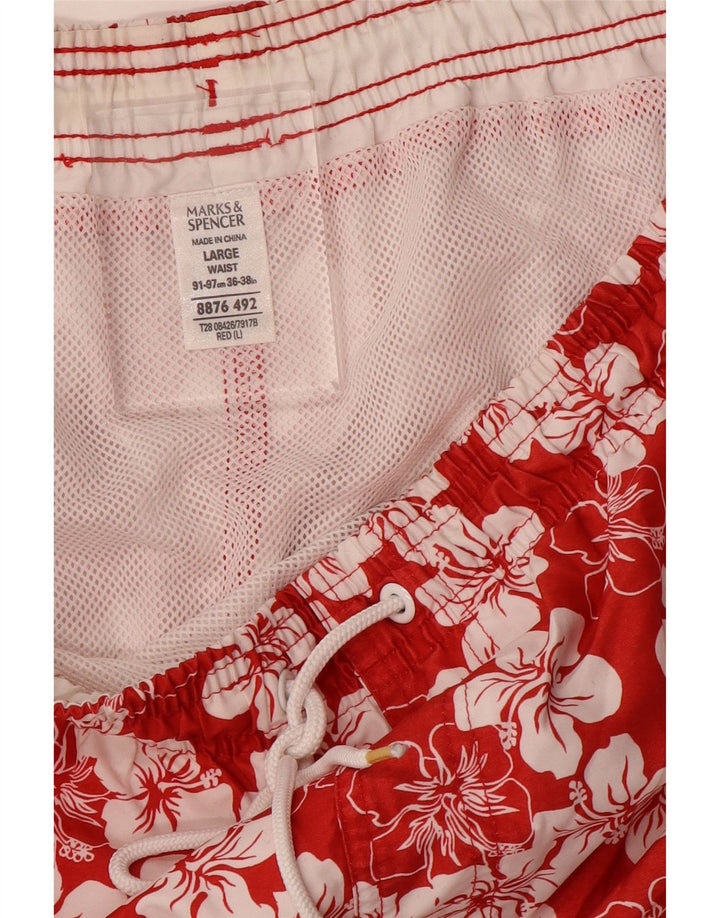 Pantaloncini da bagno da uomo Marks & Spencer grandi in poliestere floreale rosso