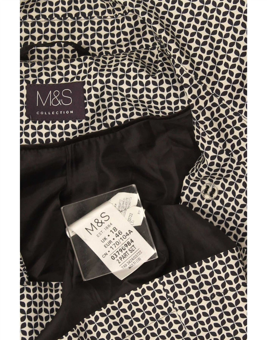 Trench da donna Marks & Spencer UK 18 XL Poliestere geometrico nero
