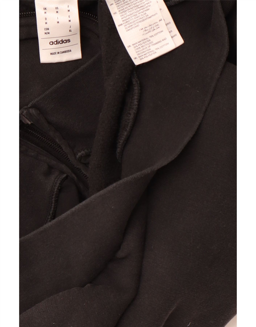 Maglione con cappuccio e zip da uomo ADIDAS in cotone nero medio